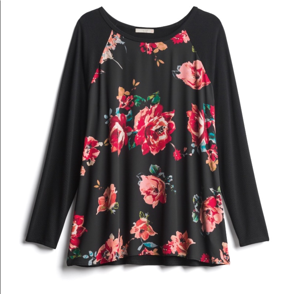 Le Lis Vernon Mixed Material Top black red pink 2X